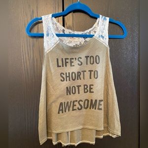 Hollister dark green lace tank top size medium